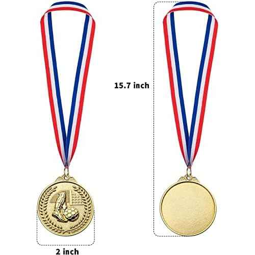 12 Pack Soccer Medals for Kids, metals Gold Award Medals Suitable for sports competitions Celebration and Party Favors
