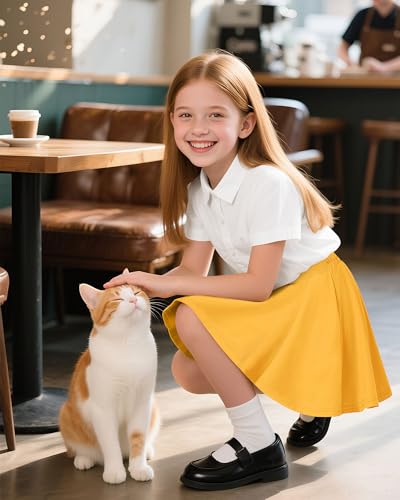 Kids Athletic Skirts with Built-In Shorts - Casual Mini Skorts for Girls 4-5T Yellow