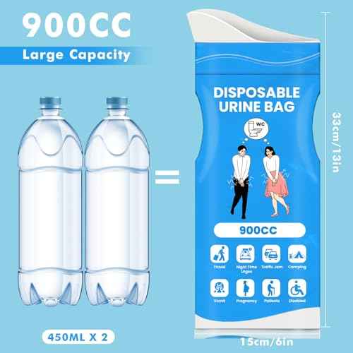 Disposable Pee Bags, 900ML Urine Bags for Women Men, 8/12/24 Pack Emergency Portable Urinal Bag and Vomit Bag Female Urinal Bags for Travel, Camping, Traffic Jams, Patient, Pregnant