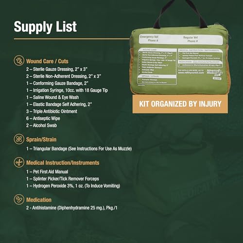 Dog First Aid Kit with Dressings, Bandages & Tools - Lightweight Pet Emergency Pack