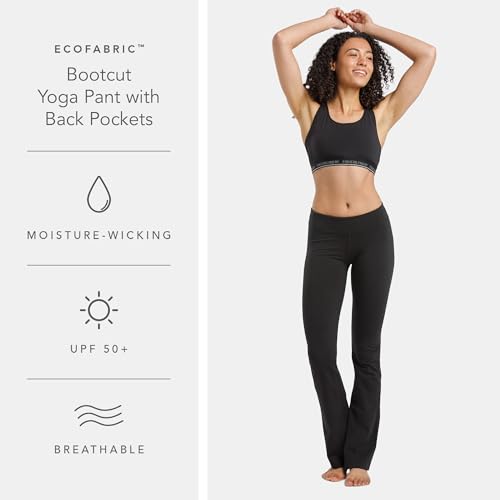 Fishers Finery Women's Ecofabric Classic Bootcut Yoga Pants with Back Pockets - Medium Petite, Black