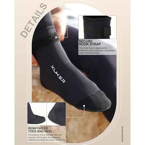 XUKER Neoprene Water Socks 3mm, Sand Proof Beach Volleyball Socks Diving Socks for Outdoor Water Sports