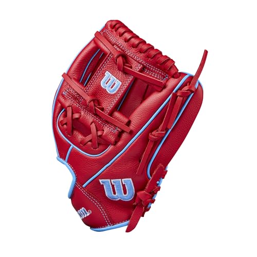 Youth Infield Baseball Glove 11.5 Inch Left Hand Throw Red Blue White