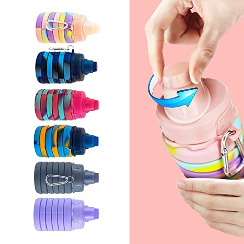 Colorful Collapsible Water Bottles 3 Pack 500ML BPA Free Silicone
