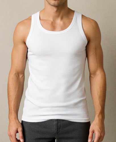 Andrew Scott Men's Cotton Tank Top Pack - Bright White, XX-Large