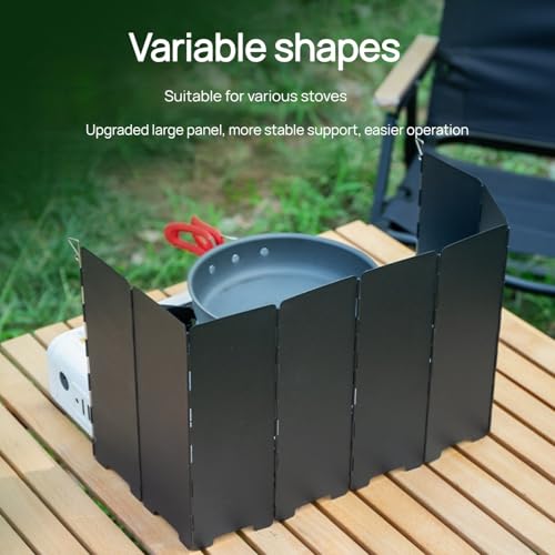 Black Camping Stove Windscreen - Lightweight Aluminum Wind Guard for Outdoor Cooking