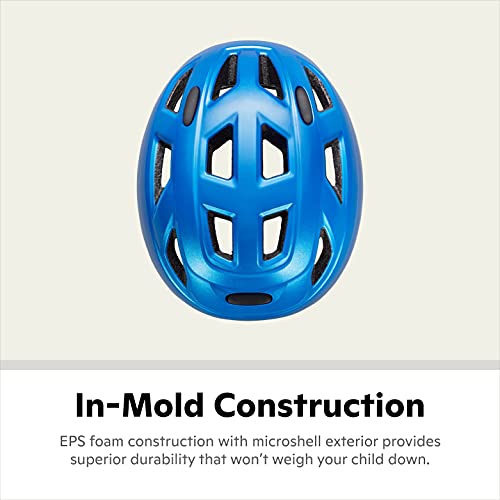 Kids Bicycle Helmet - Electric Blue, Small, Adjustable Fit, 10 Vents, Washable Padding