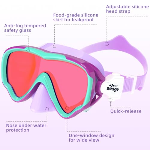 Kids Snorkel Set with Anti-Fog Mask and Dry Top Snorkel - 180° View