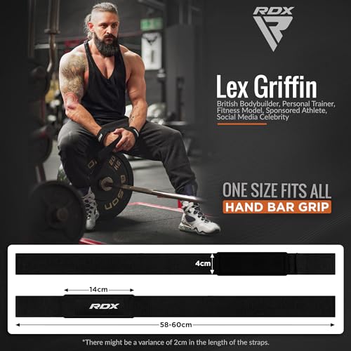 Black RDX Lifting Straps for Weightlifting - 100% Cotton, 60cm, Anti-Slip Grip