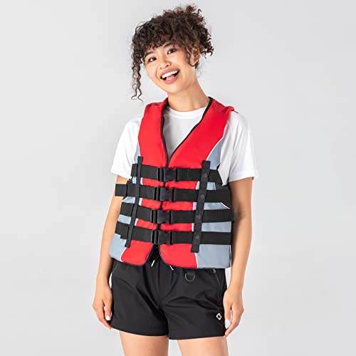 Adult USCG Approved Water Sports Life Jacket - Red, Large