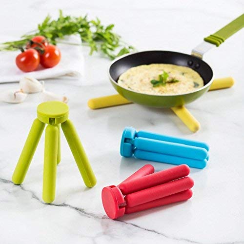 Black Foldable Silicone Trivets Set - Collapsible Heat-Resistant Pot Holders