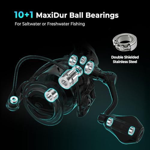 KastKing Verus Spinning Fishing Reel, Size 3000, Black, 6.2:1