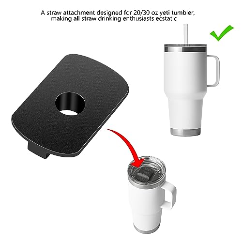 Black Straw Lid Attachment for Yeti Tumbler Magslider & Stronghold Lids - 20/30 oz