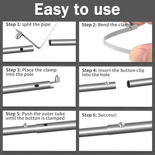 10PCS Stainless Steel Push Pin Clip, Kayak Tent Pole/Paddle Spring Snap/Tent Pole Clips, Tent Pole Push Button Spring Clips for Camping Kayak Paddle Tent Pole, Tube Locking Pin Clips, 8 mm