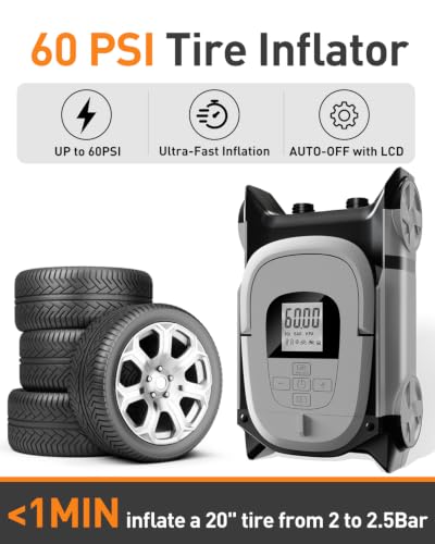 GICLE Electric Paddle Board Pump - 12V DC SUP Inflator with Grey Nozzles