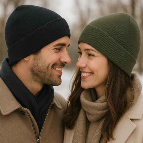 Beanie Hats for Men & Women - Warm Stocking Caps for Men & Women, Cuffed Knit Thermal Hats, Gift for Him & Her