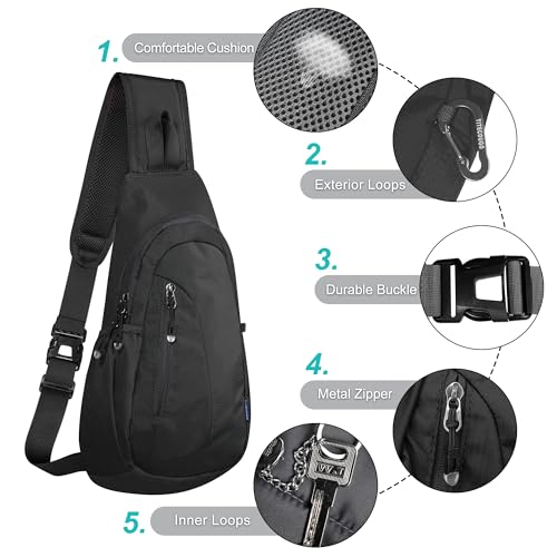 TITECOUGO Small Sling Bag, Lightweight Crossbody Backpack for Men Women, Shoulder Bag for Sports and Outdoor
