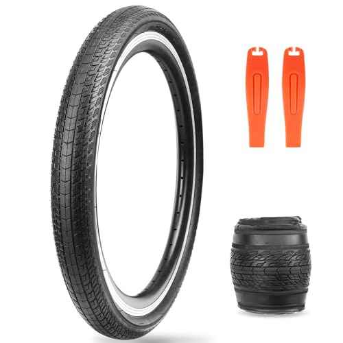 MEGHNA Bike Tire 20/24/26 x 1.75 inch Mountain Bike Tire with Bike Tire Lever Foldable Tire Replacement for BMX Freestyle Kids Bike Folding Bike Cruiser Bike
