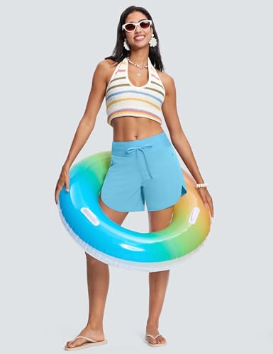ISEEGZ Women's Swim Board Shorts 5.5-Inch Inseam Eternal Blue Medium