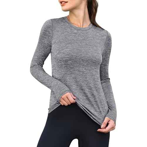 ANRABESS Womens Long Sleeve Workout Quick Dry Fitted Yoga Gym Athletic Shirts