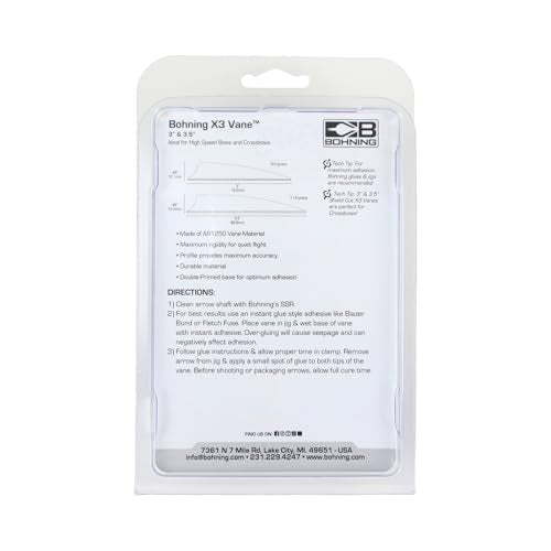 Bohning X3 Vane, 3.5", White, 36pk