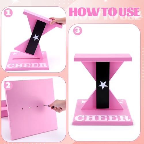Pink Cheerleading Balance Trainer 12.2 x 13.19 Inch Wood Stunt Training Stand for Flexibility & Core Strength