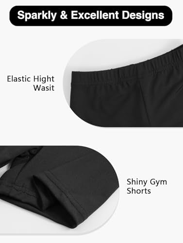 Kids Gymnastics Leotard Outfit with Sparkly Bow Back Biketard & Tumbling Shorts - Black Floral, 9-10 Years