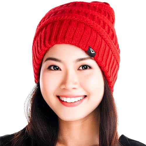 Funky Junque Satin Lined Beanie ? Women¡¯s Slouchy Cable Knit Winter Hat, Silky Interior Skull Cap, Oversized Warm Beanies