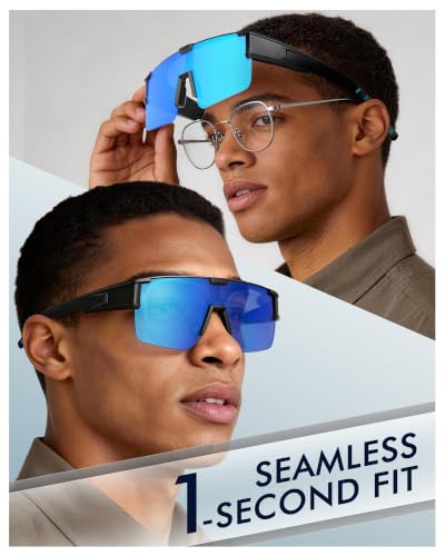 Polarized Fit Over Sunglasses for Glasses Men Black Grey UV400 Protection Sports