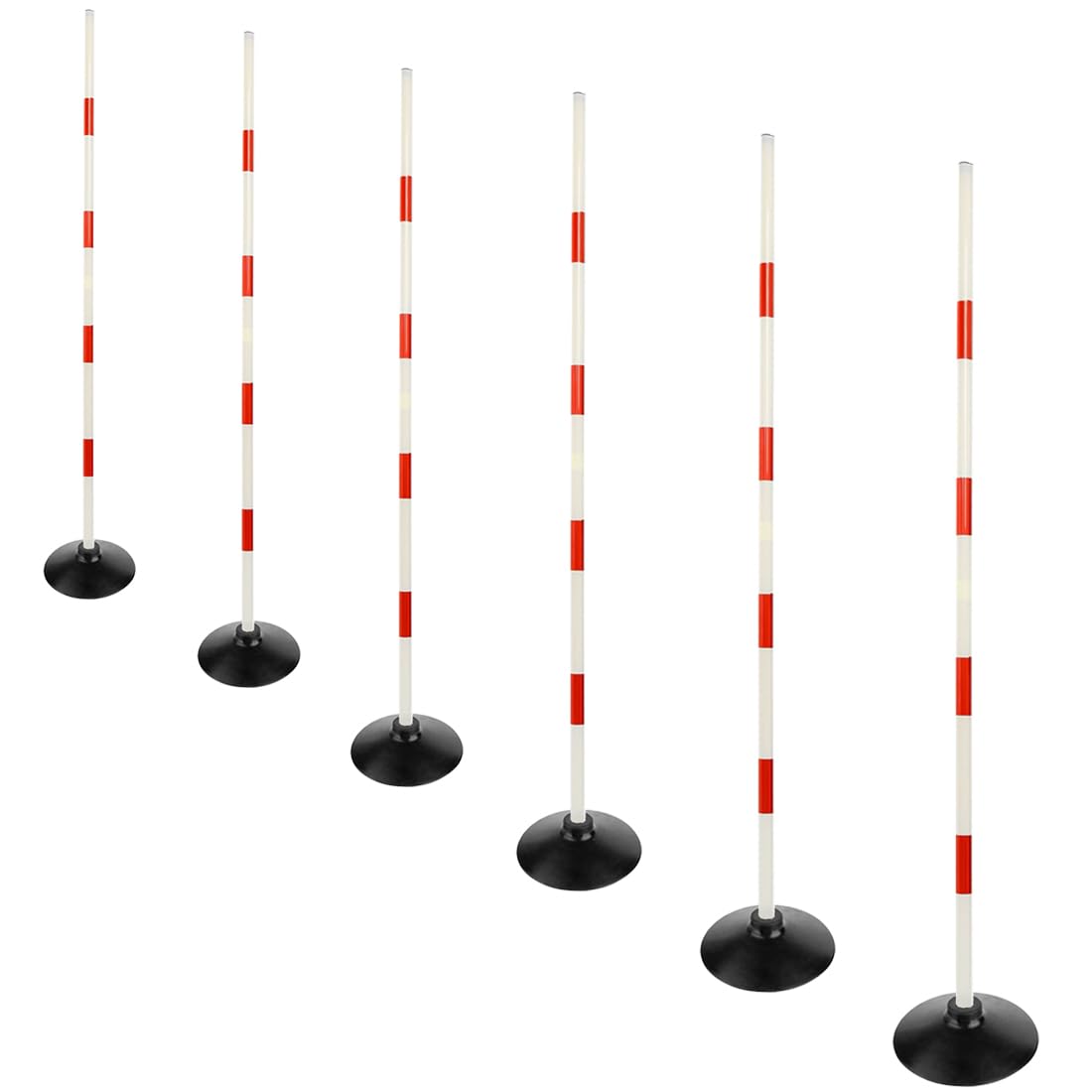 ASENVER Red-White Soccer Agility Pole Set Rubber Base Dribbling Stick Traffic Warning Sign Pole Multifunctional Training Pole (4.9 FT, Pack of 6)