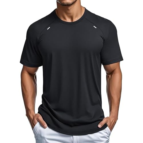 MAGCOMSEN Men's Dry Fit Shirts Mesh Short Sleeve Athletic Lightweight Workout Performance Hiking Shirt