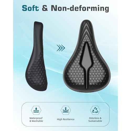 Bike Seat Cushion High-Resilient, Gel Padded Bike Seat Cover for Men & Women, Breathable & Hollow Design Comfort Bike Saddle for Cycling, Mountain Bikes,Road Bikes, Exercise Bikes