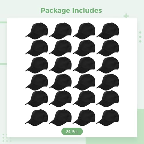 Black Baseball Caps Bulk 24 Pack - Unisex Trucker Hats with Adjustable Strap