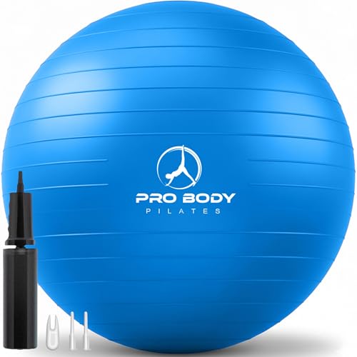 ProBody Pilates Yoga Ball - Gym Grade Exercise Ball, Blue, 15-18 Inches