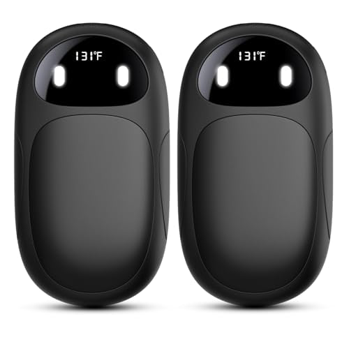 Hand Warmers Rechargeable 2 Pack, AI Smart Chips 20Hrs Long Safe Heat, Magnetic Electric Hand Warmers, Gifts for Christmas, Outdoor, Golf, Hunting, Camping Accessories - Black