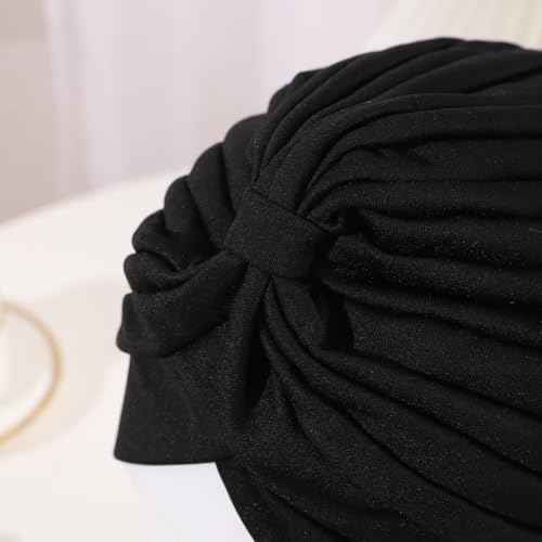 Women Men Turban Hat, Vintage Polyester Pleated Head Wrap Headband Cross Twist Arab Hair Wrap Chemo Turban Headwear