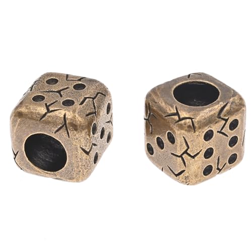 Brass Dice Beads for Paracord Keychains and Jewelry - 2PCS