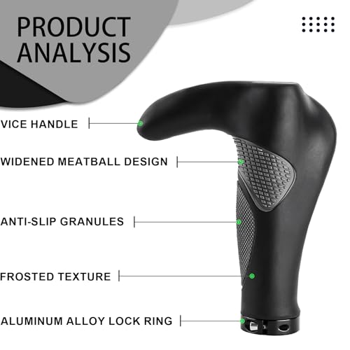 BUCKLOS Ergonomic Bike Handlebar Grips Black-Grey Lock-On MTB Bar Ends