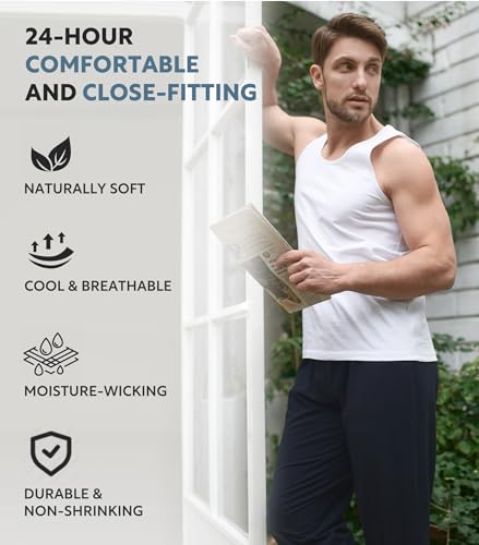 Men's Combed Cotton Tank Top - Soft Breathable Moisture-Wicking Undershirt, Large White