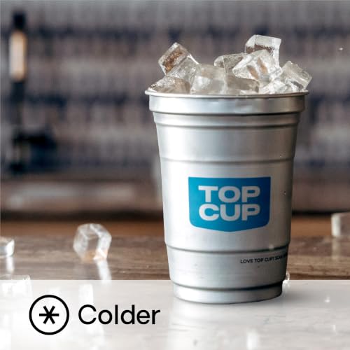 Top Cup Aluminum Party Cups Blue Logo 12oz - 50 Count