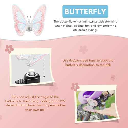 Kid's Bike Bell, Bicycle Horn for Girls, Children¡¯s Bike Bells with Butterfly Design - Cute DIY Bicycle Bell for Girls, Crisp Sound, Easy to Install