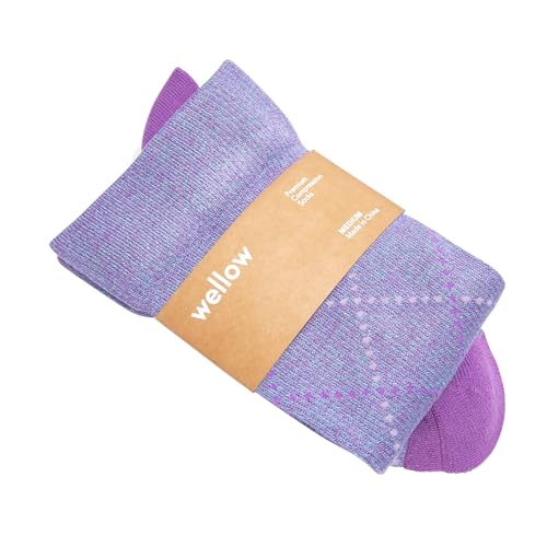Wellow Dots Collection Knee High Compression Socks - Dewberry Argyle Medium 18–25 mmHg