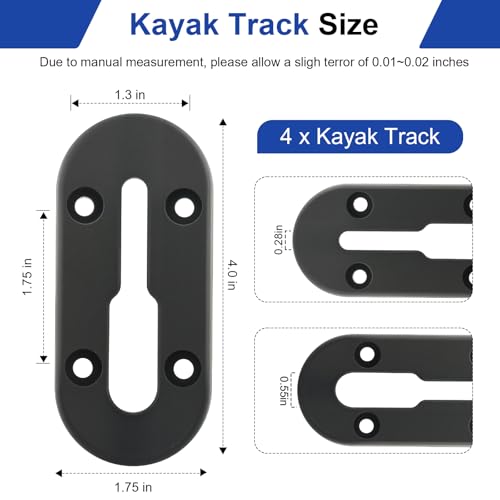 4 Inch Kayak Track Mount Rail Kit for Accessories - Durable ABS Construction