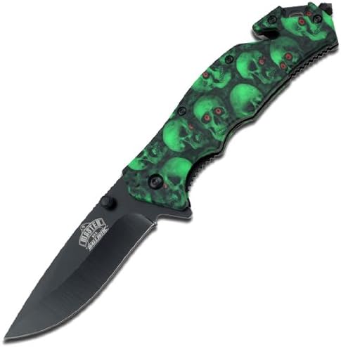 Master USA MU-A001 Series Spring Assist Folding Knife, Black Blade, 4-1/2-Inch Closed
