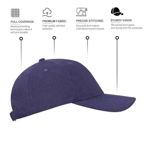 FEICUI Adjustable Mesh Back Baseball Cap for Men Structured Plain Design 6 Panel Sports Sun Hat