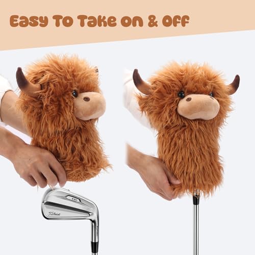 Highland Cow Driver Headcover - Funny Animal Golf Club Protector, Golf Gift for Men Women