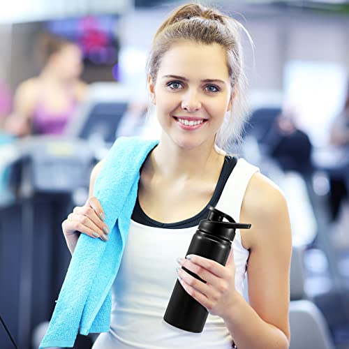 14 Pack Aluminum Water Bottles 17 oz Reusable Sport Water Bottles with Leakproof Snap Lid - Black
