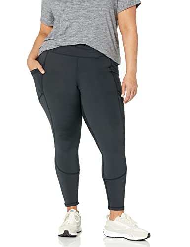 Women's High Waisted Active Leggings with Pockets - Large Black