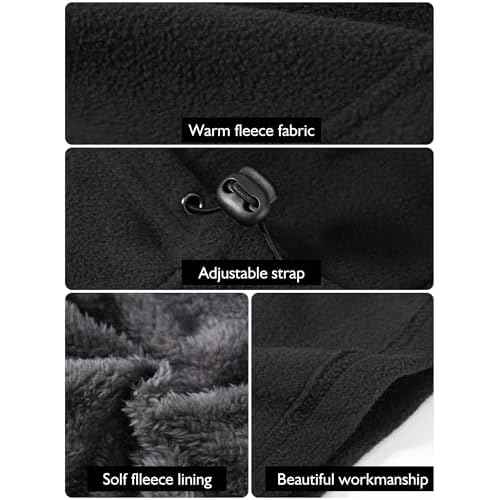 Geyoga Winter Fleece Balaclava Hat for Men Women Full Face Covering Scarf Hood Ski Mask with Drawstring