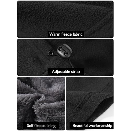 Geyoga Winter Fleece Balaclava Hat for Men Women Full Face Covering Scarf Hood Ski Mask with Drawstring
